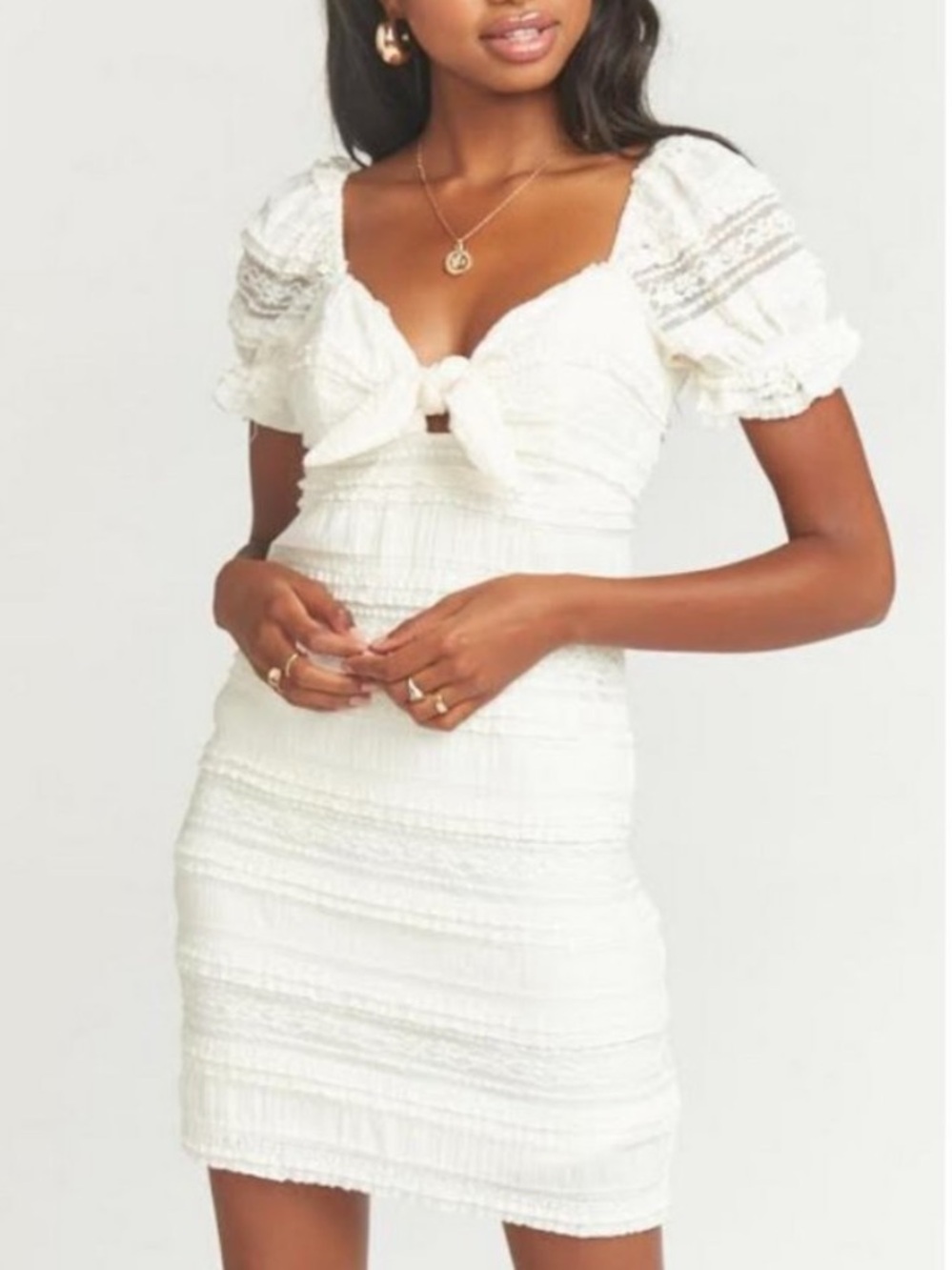 Show Me Your Mimi White Lace Stretchy Dress